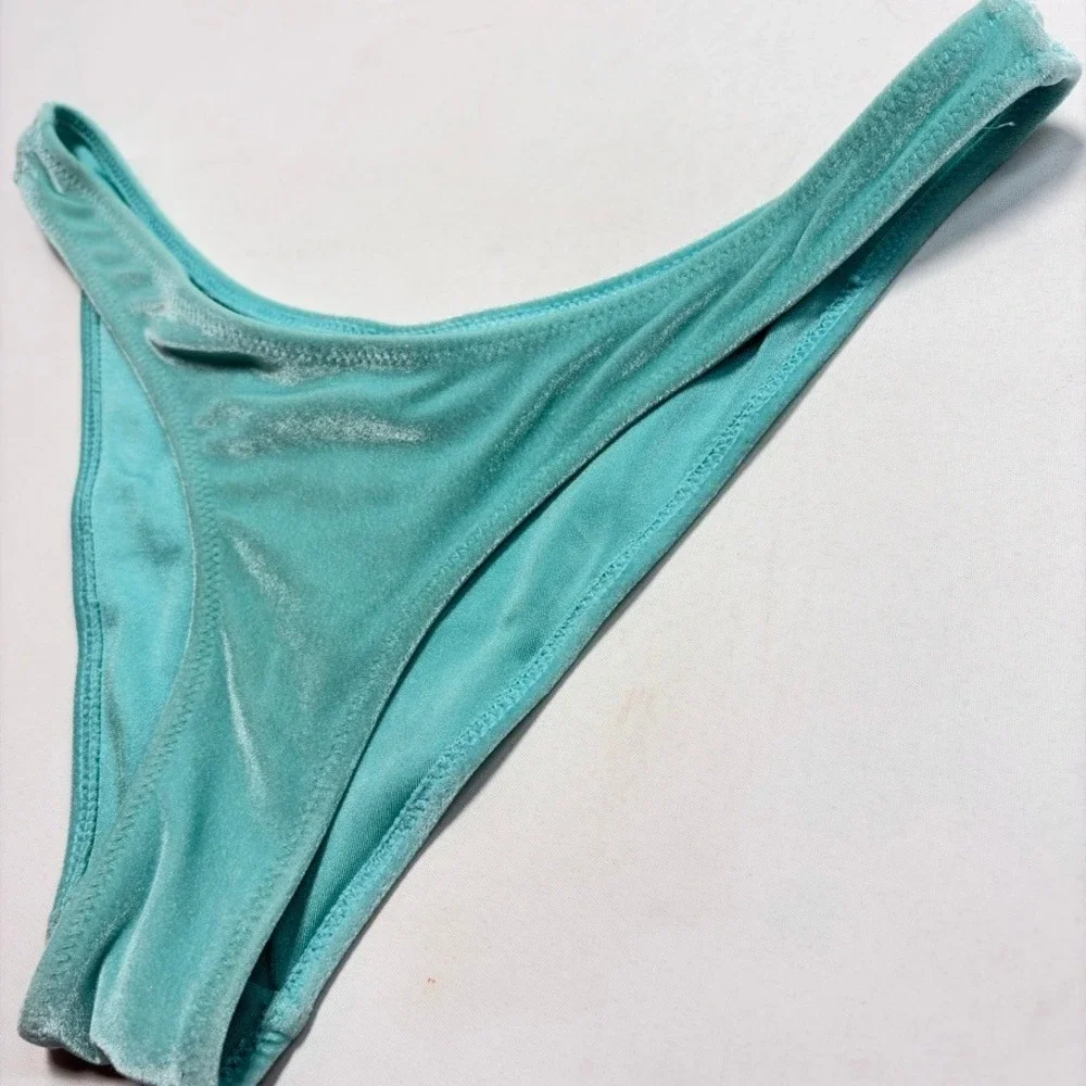 Triangl Velvet Bikini Bottoms XS Aqua Teal Swim Bottoms Top